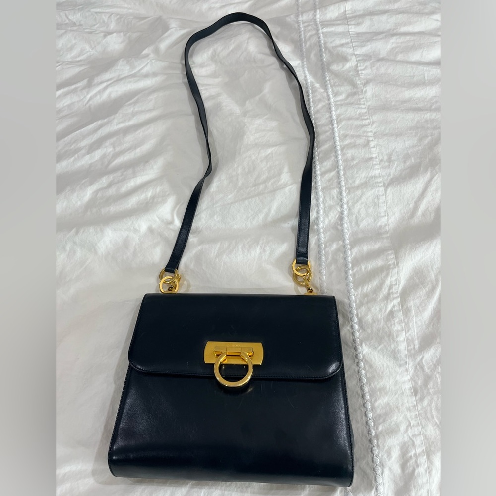 Vintage Ferragamo leather blue bag